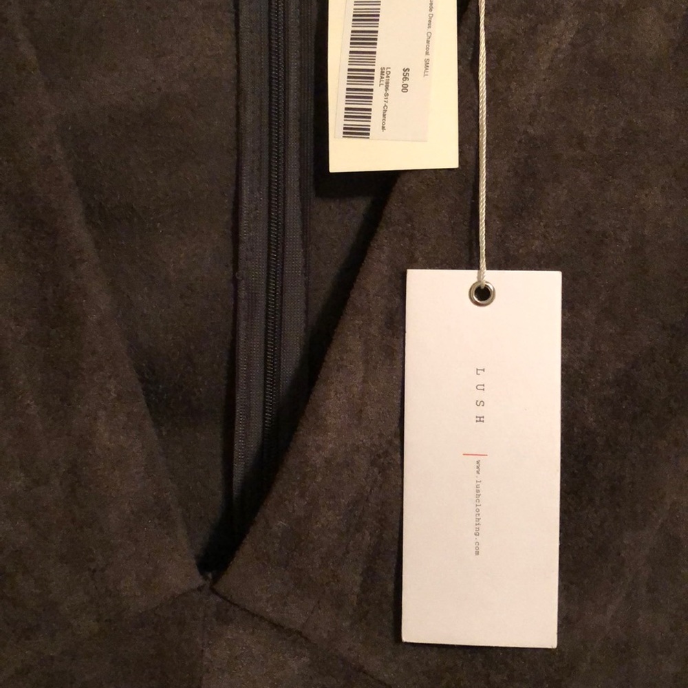 Lush Faux Suede Mini Pocket Dress - Picture 2 of 4